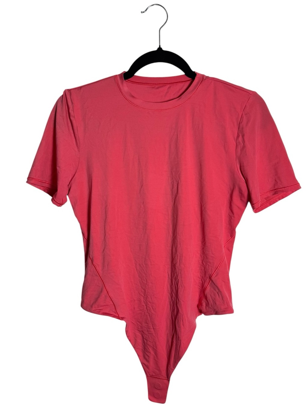 Lululemon Wundermost Ultra-Soft Nulu Short Sleeve Crew Bodysuit Glaze Pink Thong